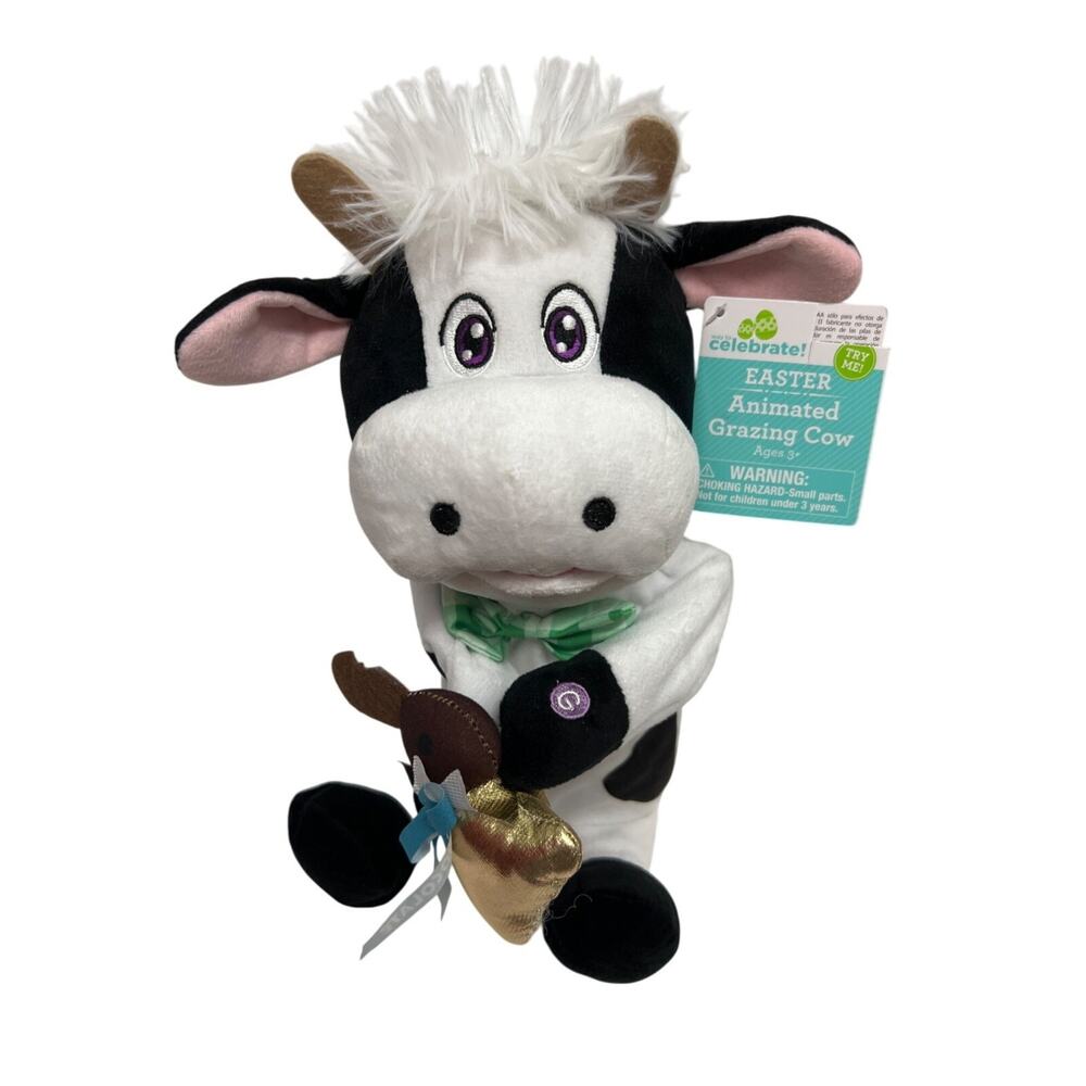 Animated Singing Easter Theme Plush Funny Cow Stuffed Animal Toy 11" New